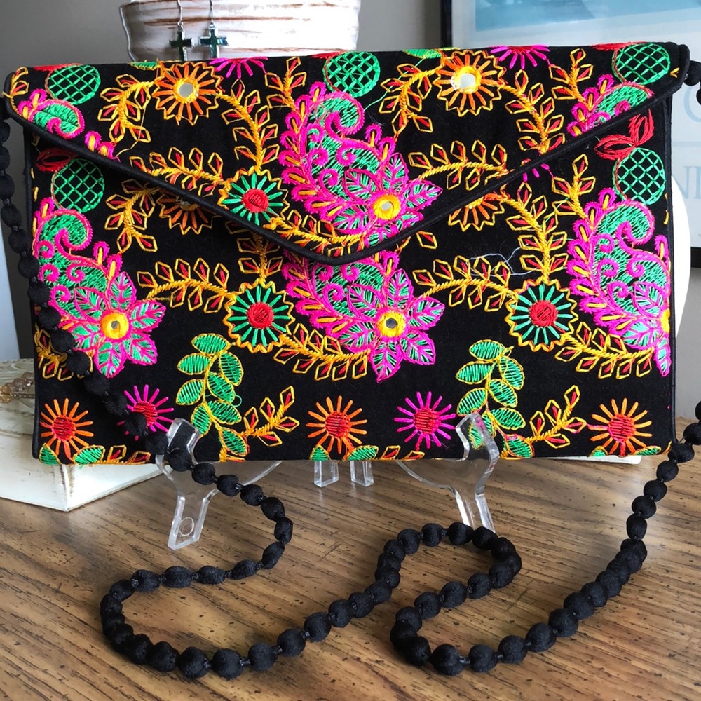 Embroidered Crossbody/Clutch